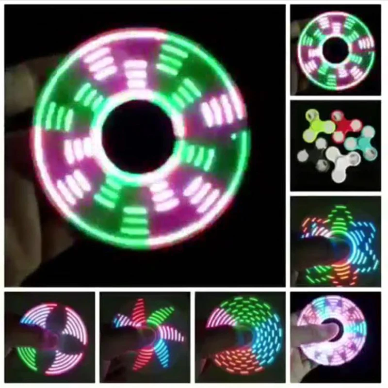 Новый Дизайн Finger Fidget Spinner LED Flash Word Light стресс колесо для детей аутизм СДВГ тревога