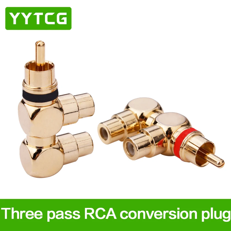 YYTCG 2 шт. 1 шт. красный+ 1 шт. назад позолоченный RCA разъем 1 штекер 2 RCA розетка AV аудио-видео разветвитель Кабель-адаптер jack Разъем