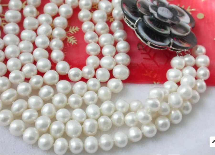 Комплект из колье и серёг красивое ожерелье с белым жемчугом застежка в виде