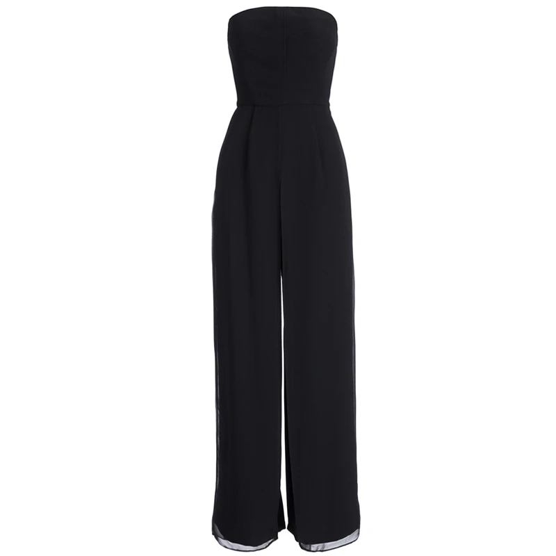 

TWOTWINSTYLE Strapless Jumpsuits For Women Chiffon Off Shoulder High Waist Zipper Long Trouser 2020 Spring Fashion Large Size