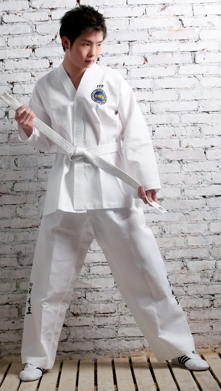 Бесплатная доставка униформа для тхэквондо детская взрослая размер от 110 см до 190