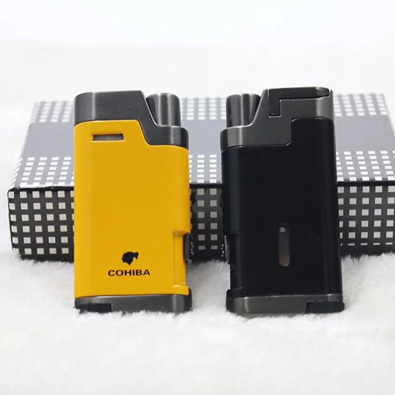 Cohiba 2 факел Jet Flame ветрозащитная Зажигалка для сигарет с дырокол подарочная