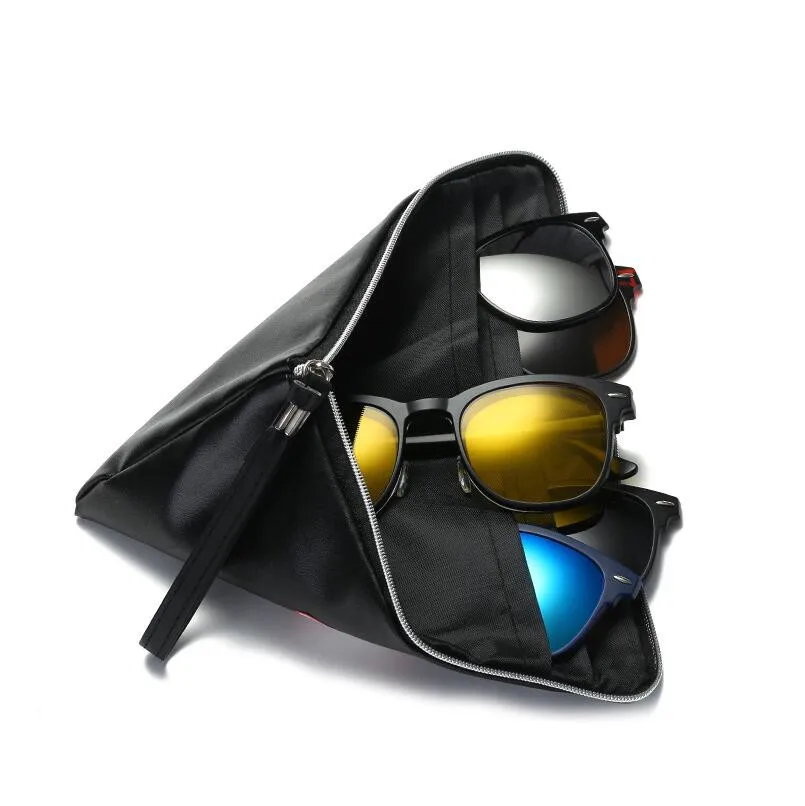 

KESMALL 5Pcs Clip On Sunglasses With 1Pc Glasses Frame Men Polarized Magnetic Flip Up Sun Glasses With Eyeglasses Frames YJ1142