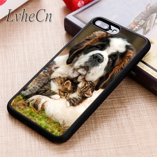 Чехол LvheCn для телефона с изображением котят Сен Бернара iPhone 5 6 6s 7 8 plus X XR XS max 11 12 Pro
