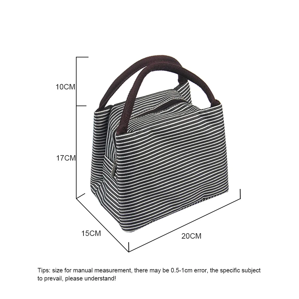 Stripes Lunch Bag for Women Isothermal Bag Packaged Food Thermal Bags Thermo Pouch Kids Lunch Bag Refrigerator Mummy Bag Totes