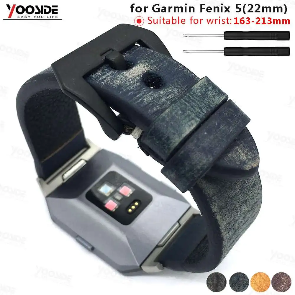 

22mm Genuine Leather Vintage Strap Smart Watch Wrist Band Bracelet for Garmin Fenix 5 /Forerunner 935