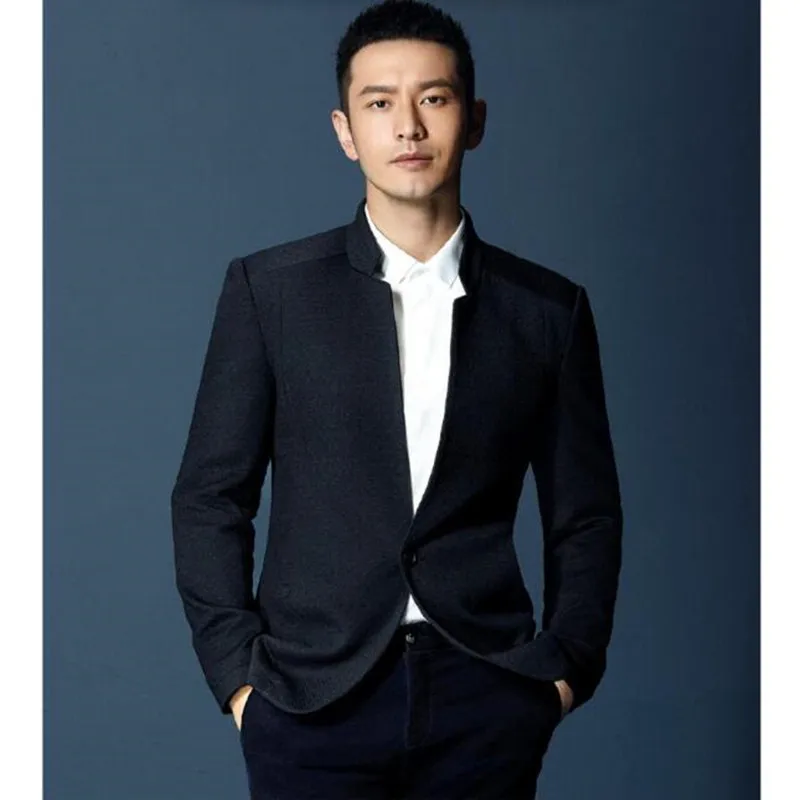 Шикарный мужской костюм с китайским воротником и пряжкой красивый для отдыха