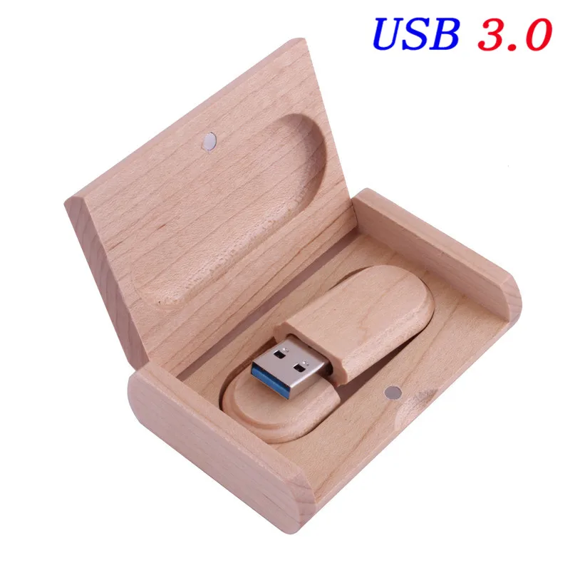 JASTER USB 3,0 клен деревянный+ коробка флэш-накопитель Флешка 16 ГБ 32 ГБ 64 Гб фотография свадебный подарок(более 10 шт бесплатный логотип - Цвет: With box