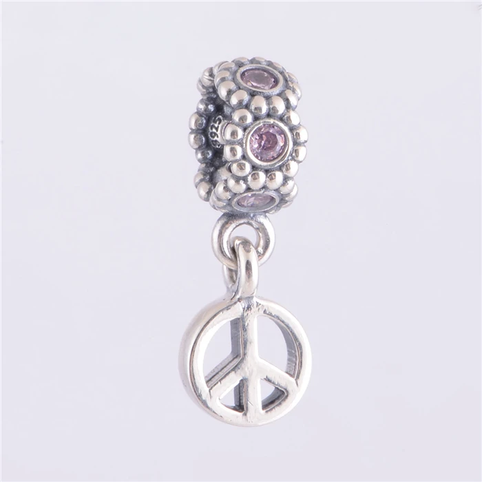 Buy one get free LW171 Peace Sign Pendant Jewelry 925 Sterling Silver Charms Screw Thread Beads For Bracelets | Украшения и