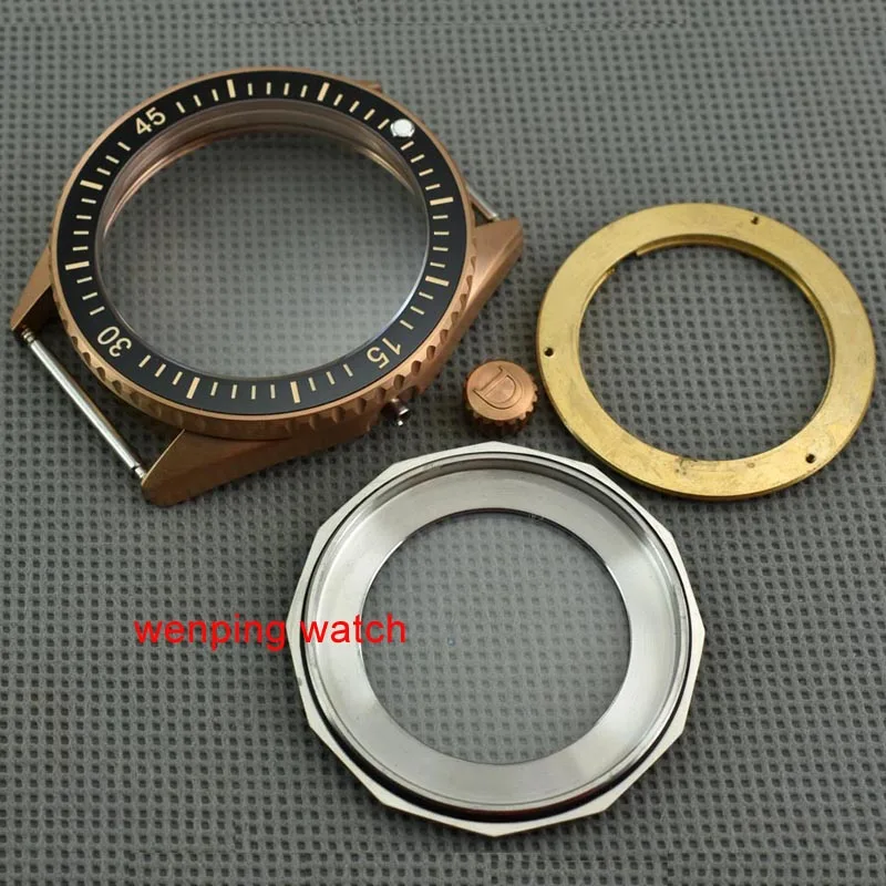 P483 43 мм ободок сапфировое стекло Корпус часов Fit Miyota 8205/8215 mingzhu DG2813 dg3804 | Наручные