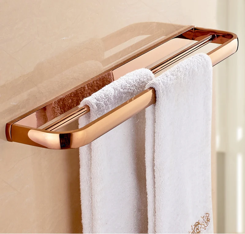 Розовое золото твердая латунная стойка для полотенец ванной туалетной бумаги