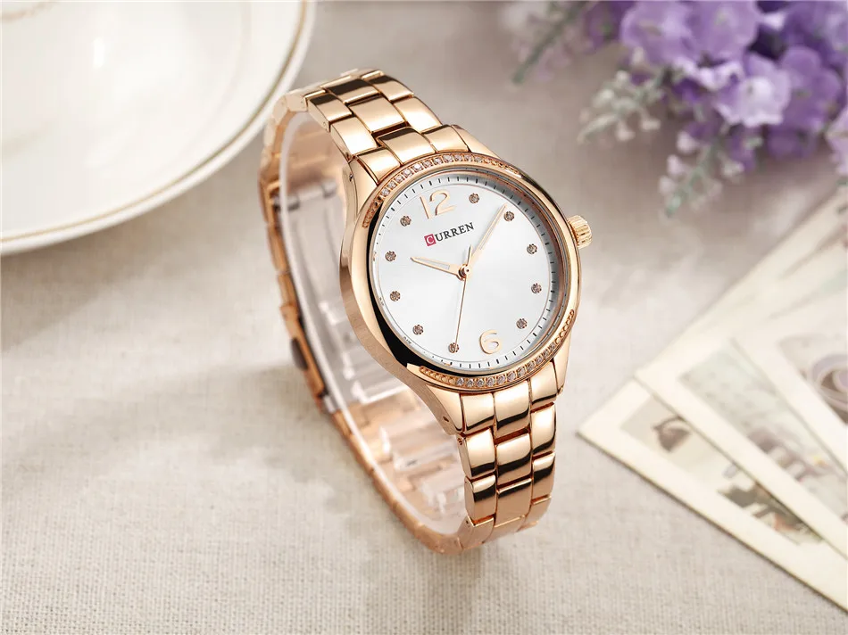 Relogio feminino CURREN часы женские повседневные Модные кварцевые наручные часы кристалл дизайн Дамский подарок Брендовое платье часы наручные часы