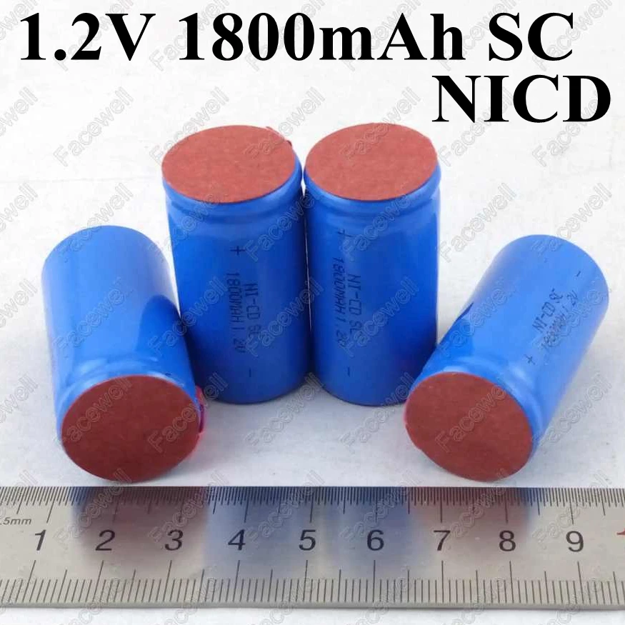 10 шт. бренд Sub C SC nicd 1 2 в 1800 мАч 20A ni cd sc перезаряжаемая батарея упаковка sub c cell subc для