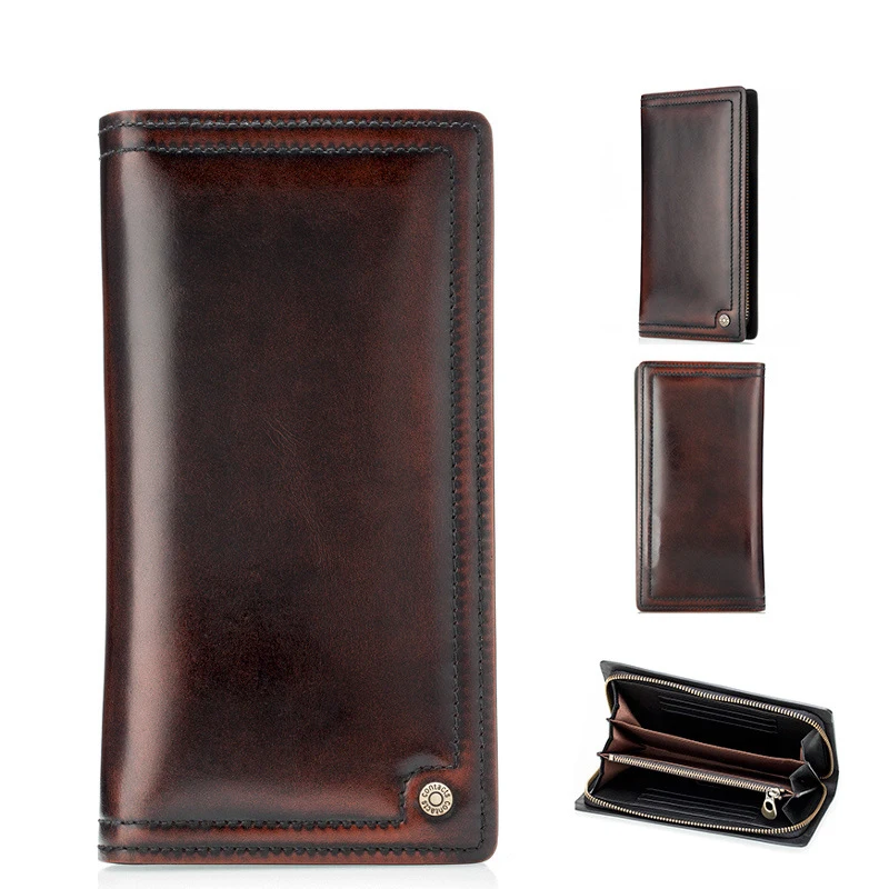 LOEIL Men's wallet leather long clutch bag fashion vintage zipper | Багаж и сумки