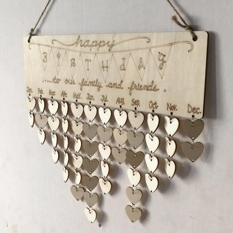 Wood Birthday Reminder Board DIY Family Friends advent Calendar Sign Special Dates Planner Christmas Party Decors | Дом и сад