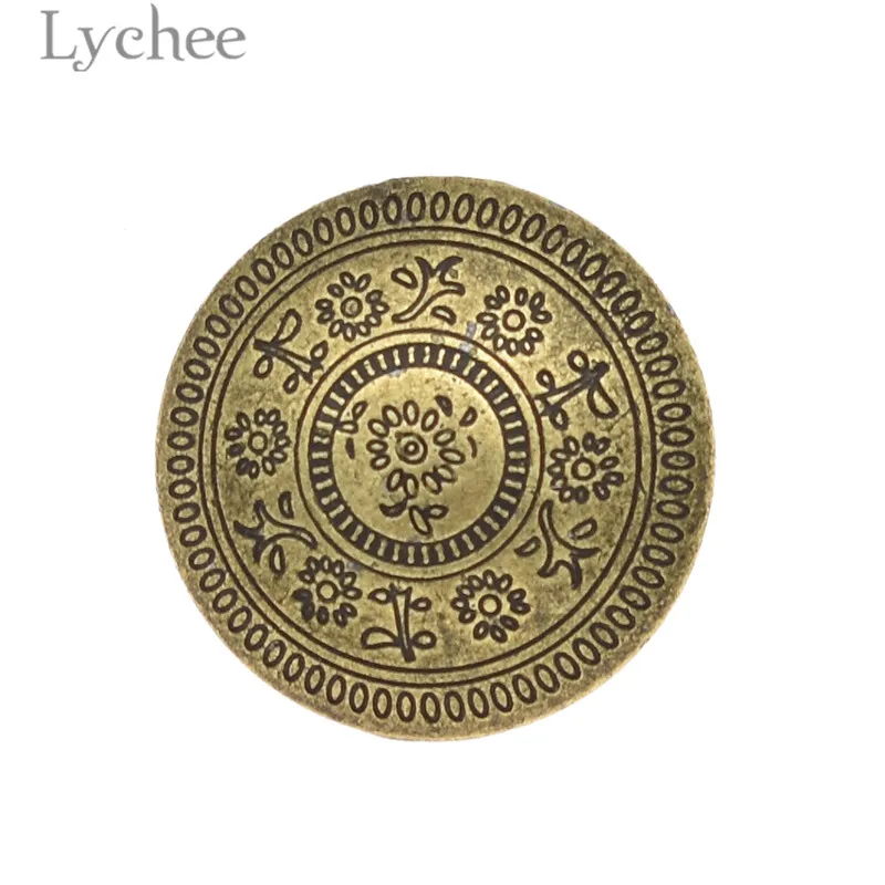 Lychee Life 10 шт. винтажные Цветочные Резные металлические пуговицы Ретро круглая