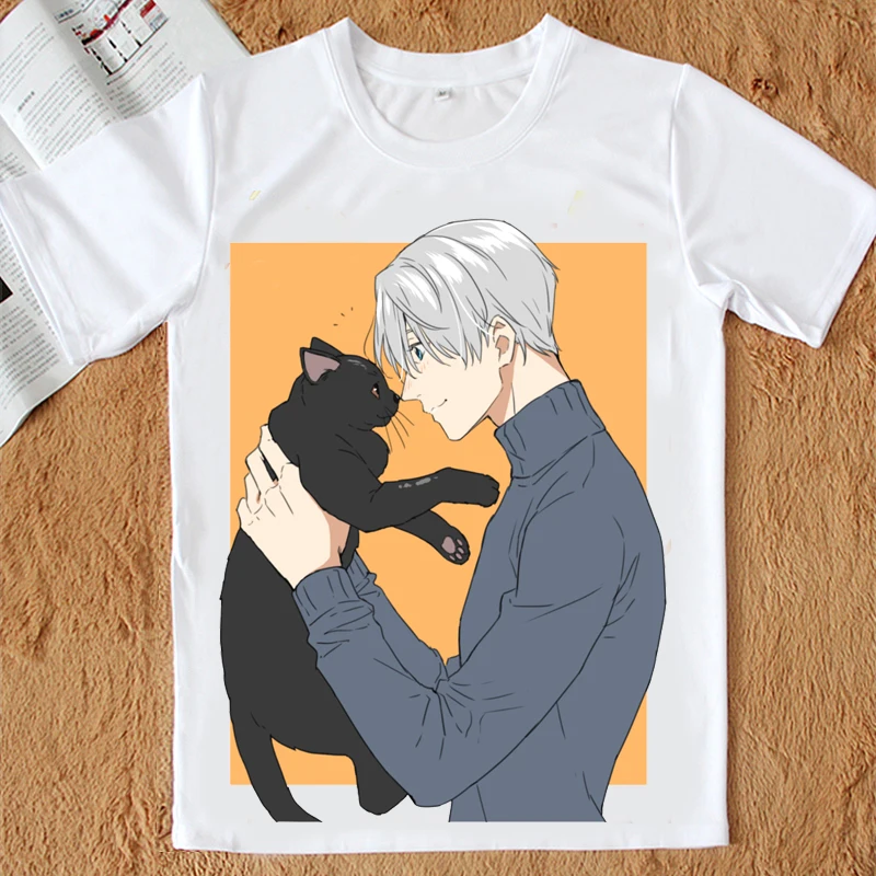 Coshome Yuri On Ice футболки Plisetsky Victor Nikiforov косплей аниме одежда Мужские взрослые