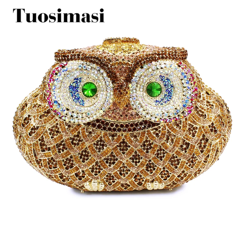 

Fashion Mulit-color Women Crystal Owl Rhinestone Crystal Clutch bag