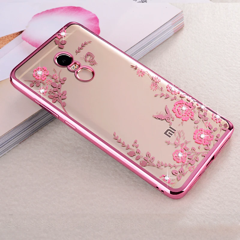 luxury Gold soft tpu phone back coque cover case for xiaomi redmi note 4 pro silicon silicone transparent diamond cases note4 |