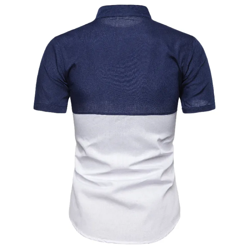 

Men Shirt New Summer Patchwork Short Sleeve Shirt Business Dress Mens Clothing Trend Plus Size Mens Casual Beach HawaiianShirts