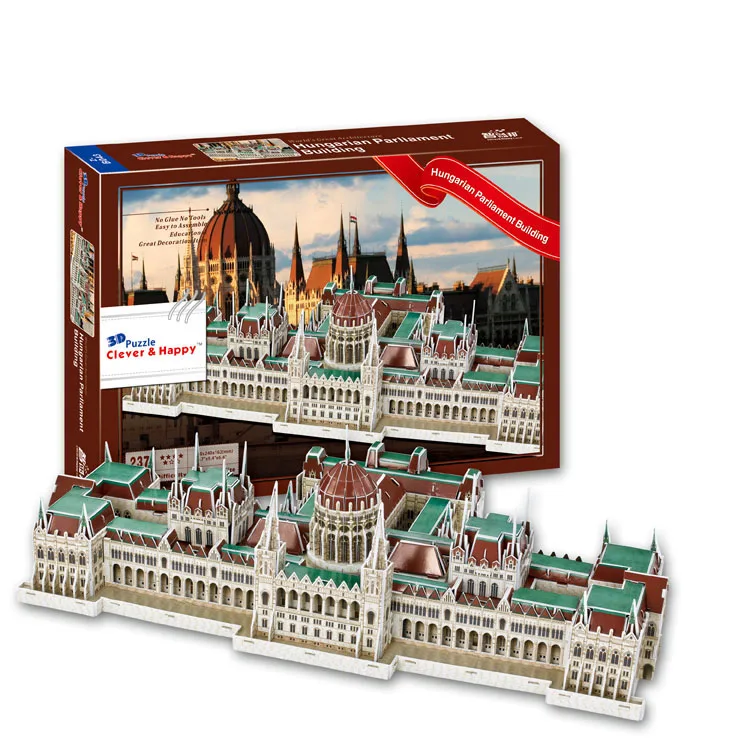 Hungarian Parliament Развивающие игрушки знаменитая архитектурная модель 3D Пазлы для взрослых Осака Пелес Бран замок Las Ventas игрушки для детей - Цвет: Hungarian Parliament