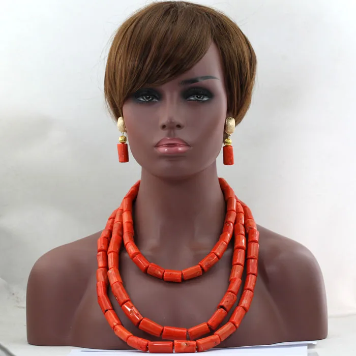Великолепный нигерийский Свадебный Комплект украшений из коралловых бусин Coraline