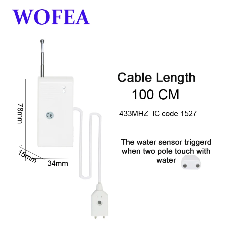 WOFEA High performance 433MHZ Wireless Water leak sensor leakage detector alarm for system Free Shipping | Безопасность и защита