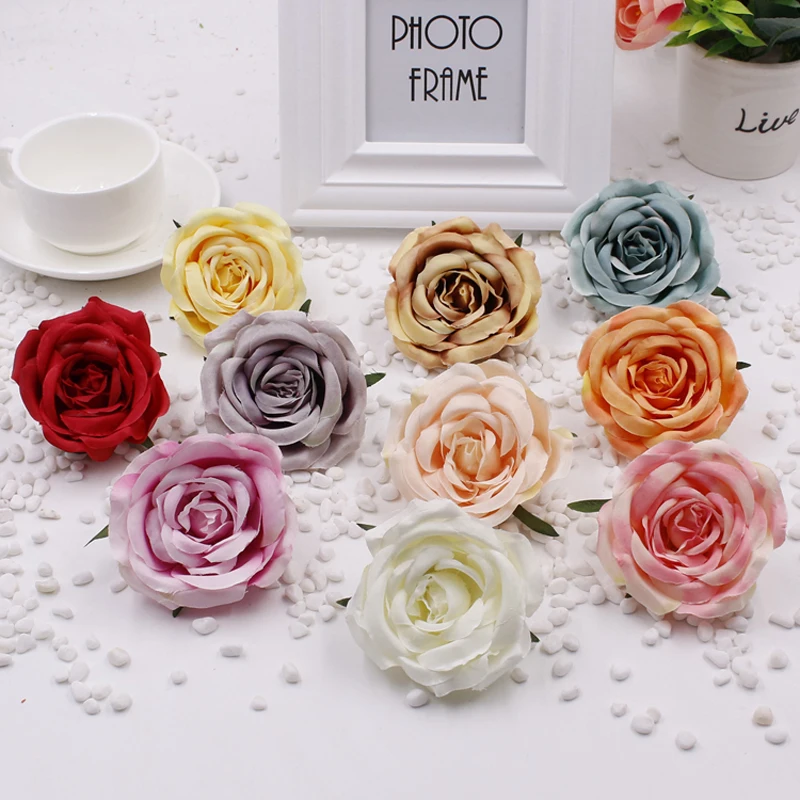 

50pcs/lot Fashion roses flower heads creative silk flowers DIY artificial flower wedding flower romantic background flower wall