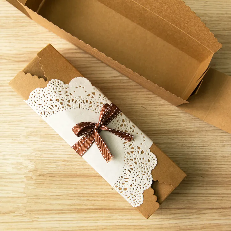 

Free shipping brief kraft paper macaron box moon cake biscuit boxes baking handmade dessert package favors