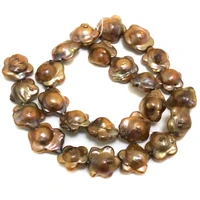 16 inches 16 17mm coffee flower shaped natural nucleated baroque pearl loose strand
