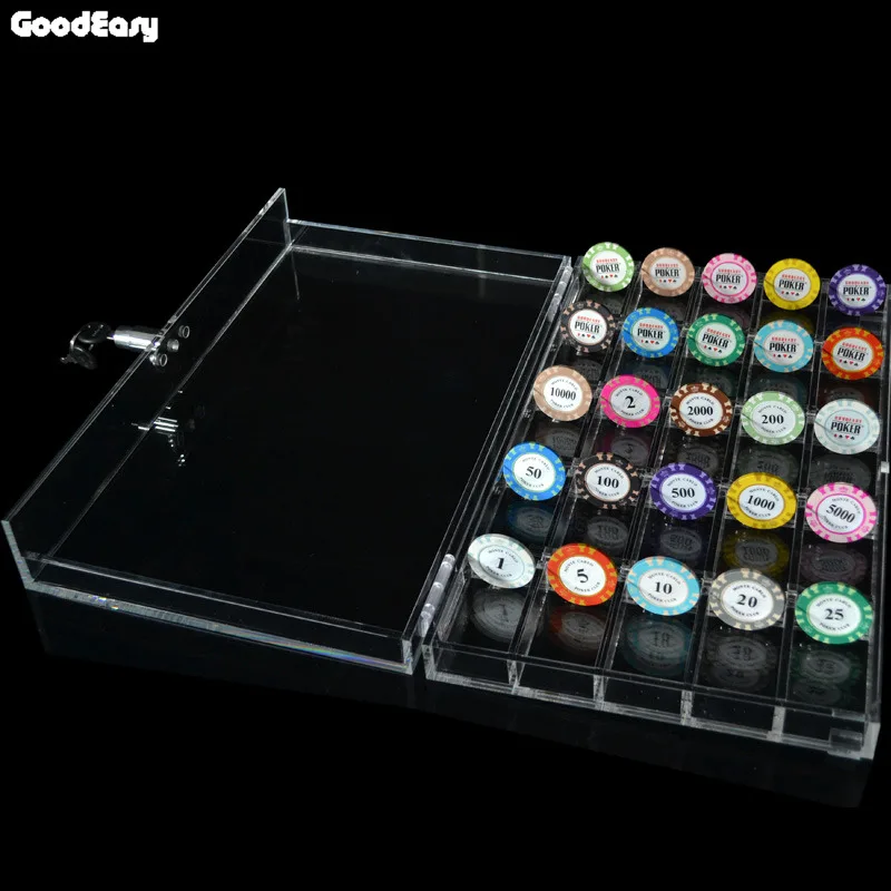 500/600 шт казино акриловый прозрачный фишки для покера игра лоток/коробка/чехол с