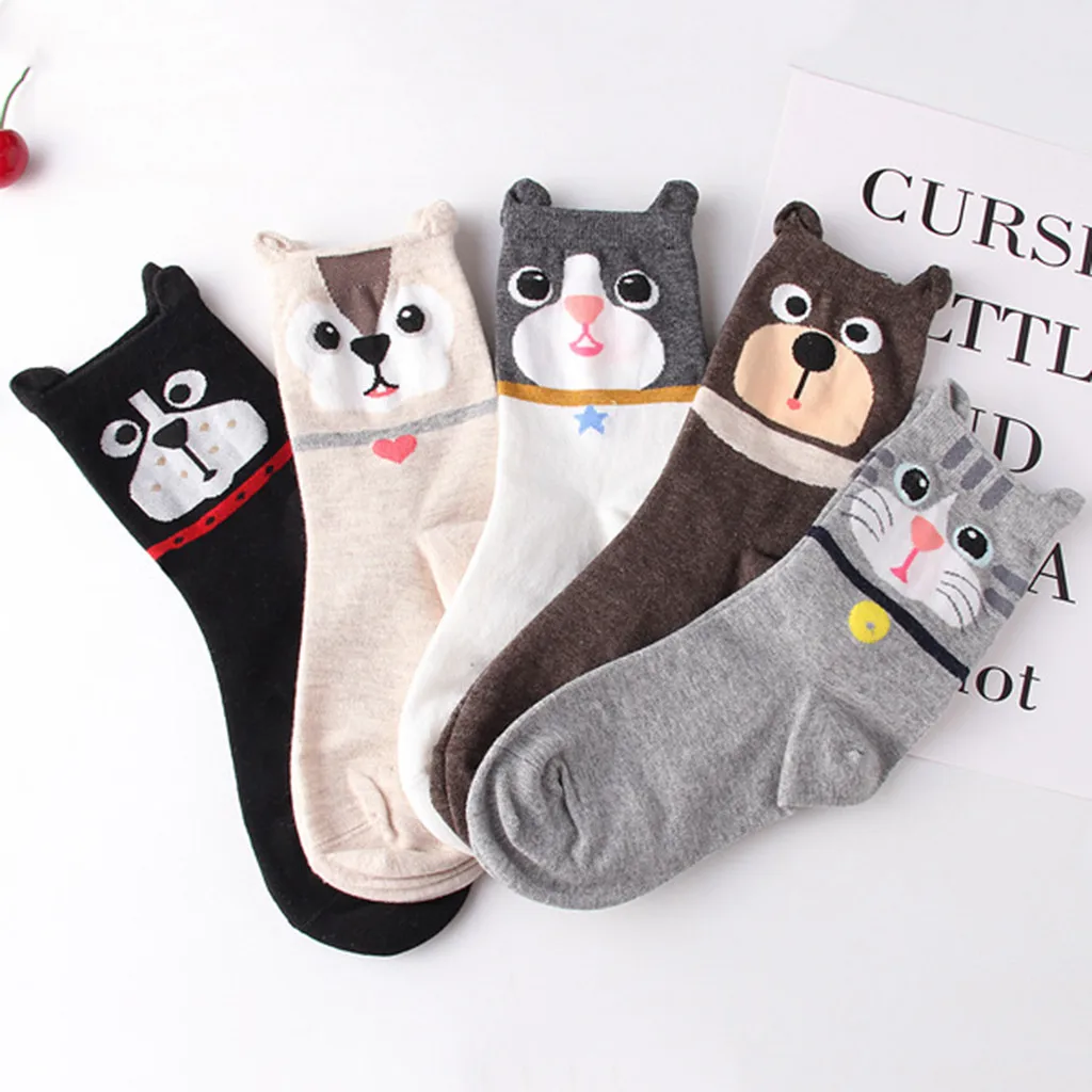 Уличная одежда счастливые носки для женщин 1 пара женские хлопковые с кошачьими