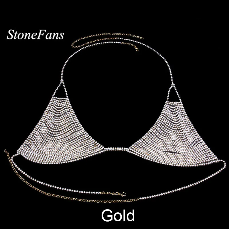 Женский бюстгальтер с кристаллами StoneFans Пляжная цепочка бикини стразы