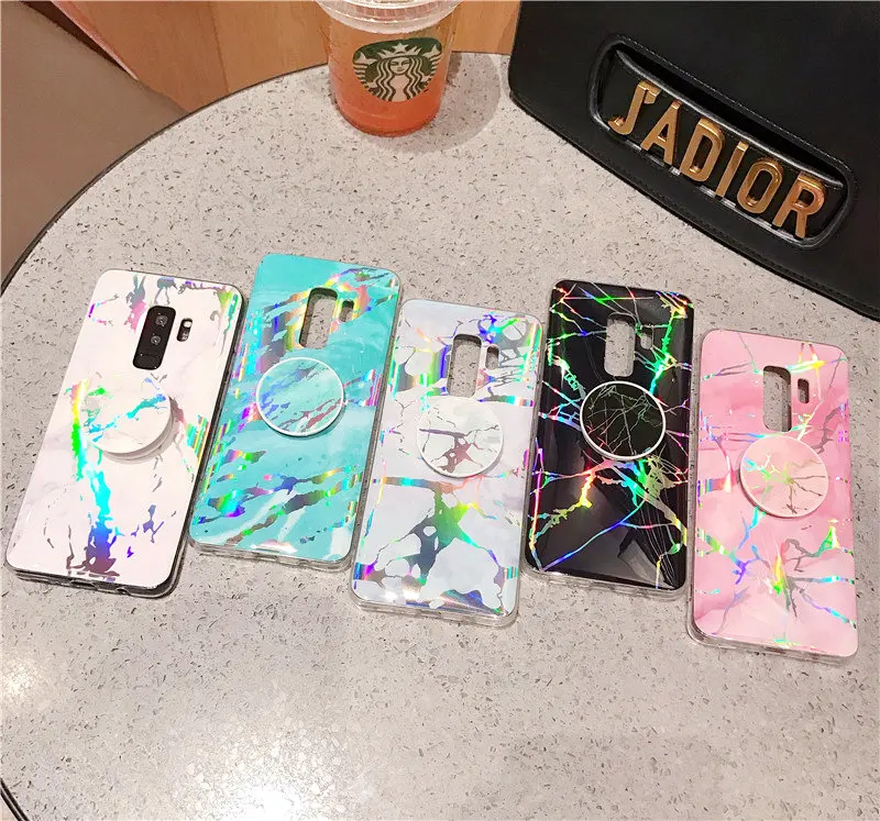 Case For Samsung Galaxy Note 9 8 note9 Laser Marble Texture Soft Silicon Cover Cases S8 S9 plus s7 edge |