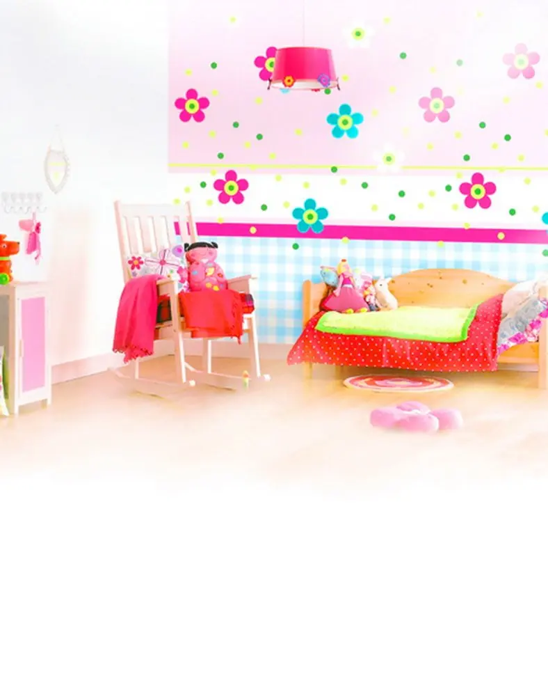 

Pink Bedroom Flowers Wall for Children Girl Photography Backdrops Photo Props Studio Background 5x7ft