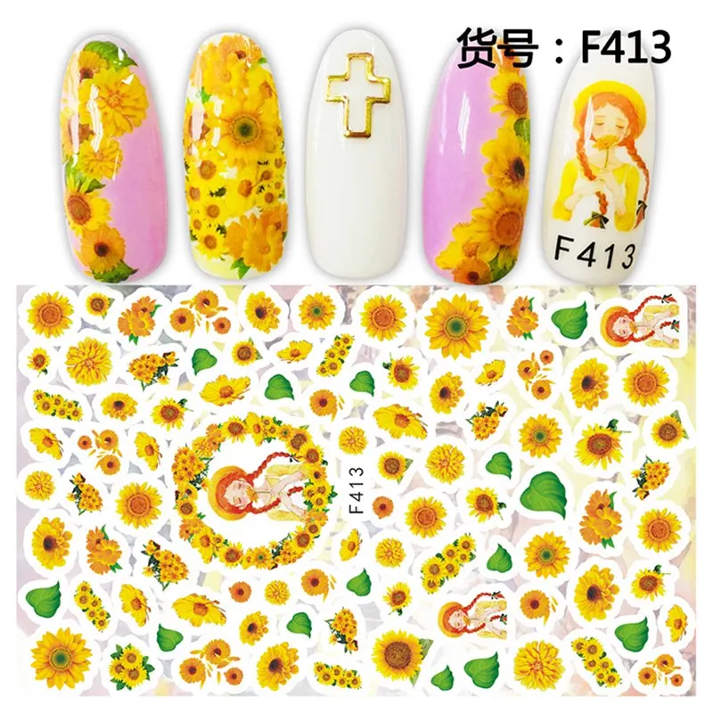 

8 sheets self-adhesive 3d nail art decorations sticker and decals manicure material nail supplies tool F409-416