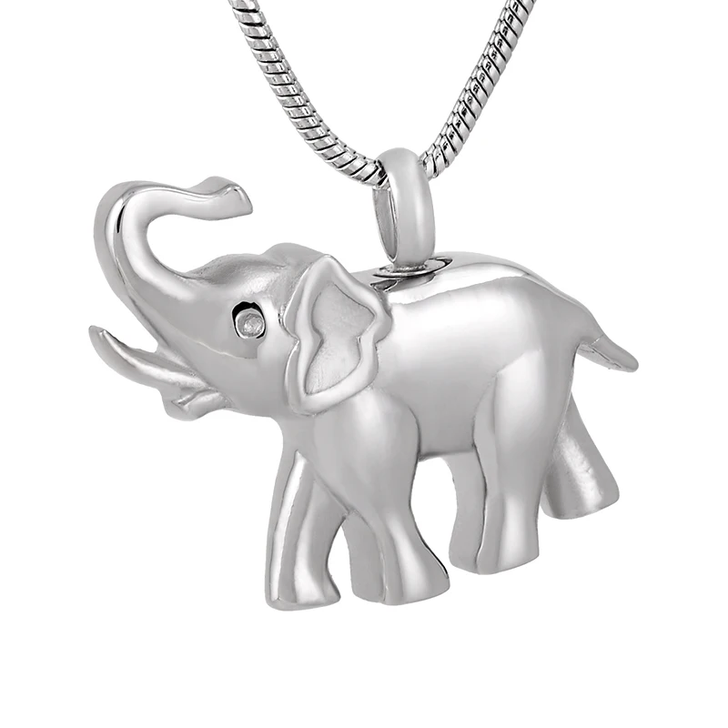 

IJD9743 Pet Animal Heart Cremation Jewelry Urn Pendant Memorial Keepsake Necklace-Lovely Elephant Hold Ashes