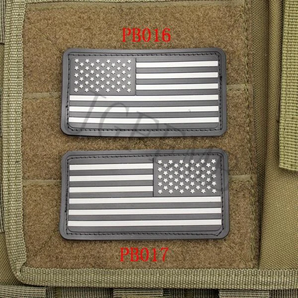 2 * шт США американский флаг 3D ПВХ нашивка Значки черный красный зеленый серый