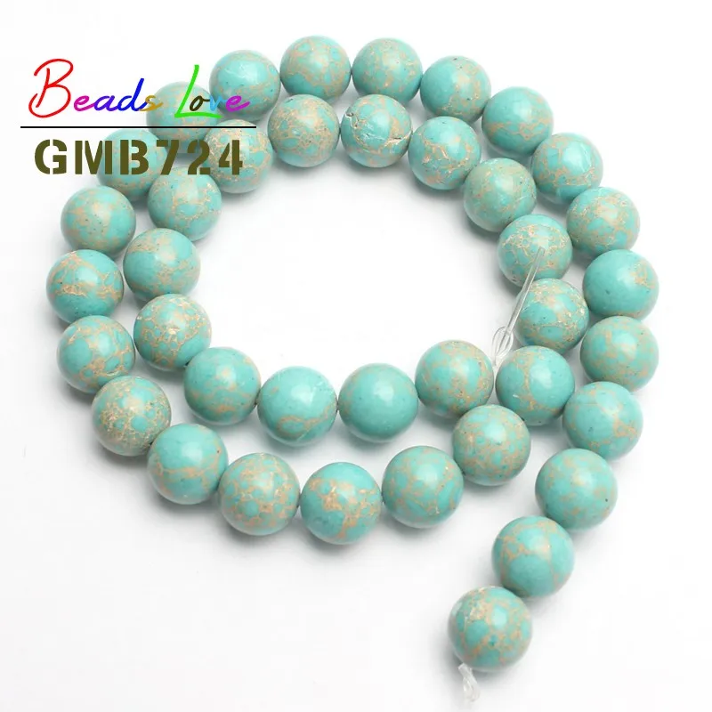 Light Blue Морской камень из осадочной породы император Императорский Ясперс Круглые бусины для самостоятельного изготовления ювелирных изделий браслет Цепочки и ожерелья 4/6/8/10 мм 15'' - Цвет: Light Blue