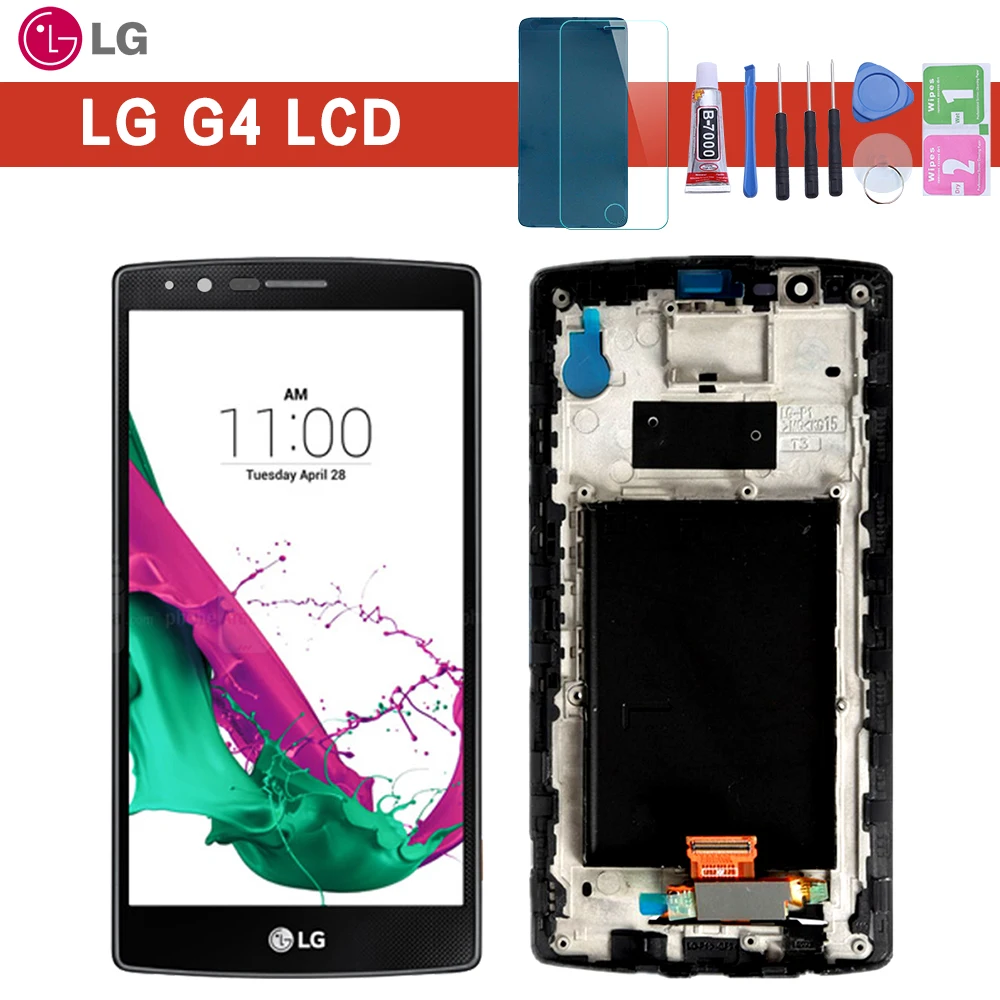 Оригинальный черный ЖК дисплей 5 дюйма 2560x1440 LG G4 H815 с кодирующий преобразователь