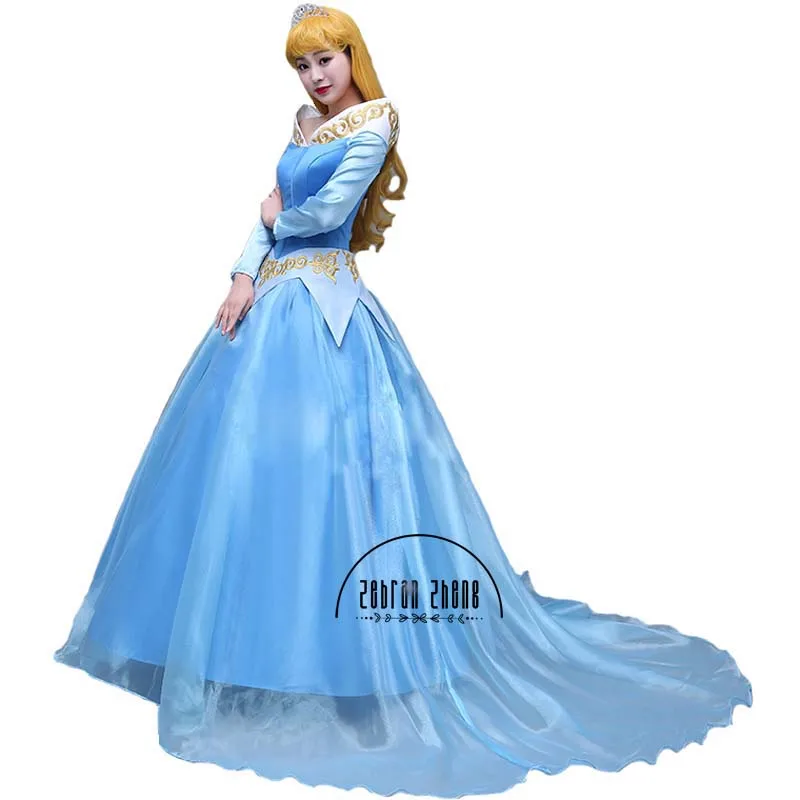 Бесплатная доставка костюм принцессы Авроры Coaplay синее платье для женщин