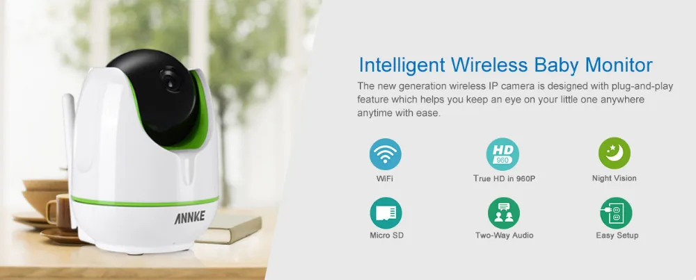 ANNKE HD 960P беспроводная WiFi ip-камера 1.3MP панорамирование/наклон Wi-Fi сеть ИК Ночное Видение домашняя камера безопасности видеоняня