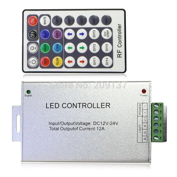 

Free Shipping! DC12V~24V 12A RF RGB LED Controller with 28 keys Remote for SMD5050/3528 RGB Led Strip Light