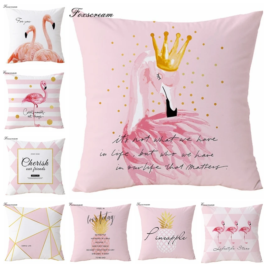 Розовые Фламинго геометрический чехол для подушки домашний декор дивана 45*45 см