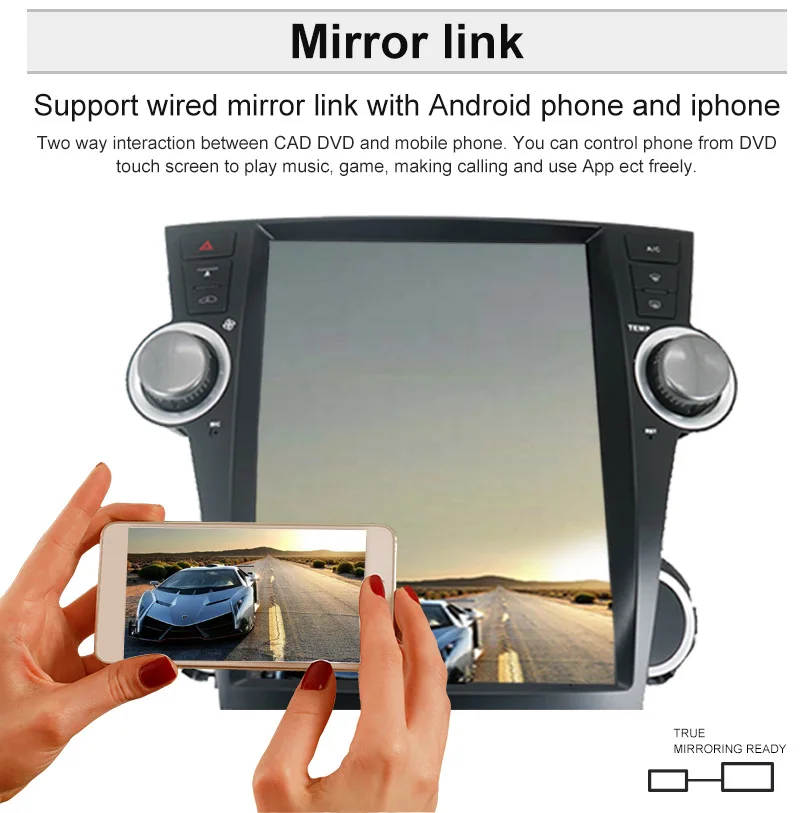 Aotsr Android 6,0 Tesla стиль автомобиля нет dvd-плеер gps навигация для Toyota Highlander 2009-2013 стерео головное устройство мультимедиа