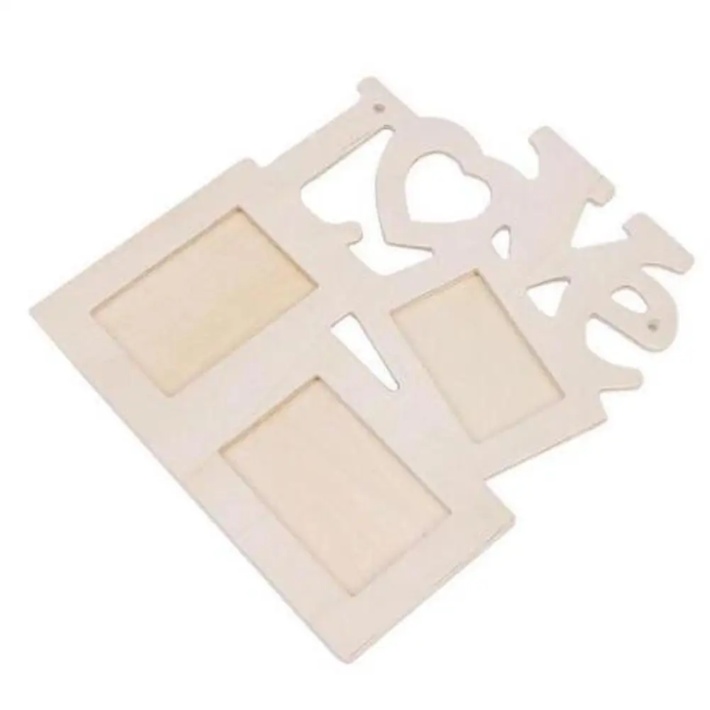 DIY Photo Frame Hollow Love Wooden Family Picture Frames Blank Paint Home Art Decor | Дом и сад