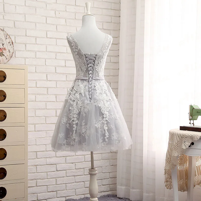 Женское короткое вечернее платье-трапеция ALIMIDA серебристо-розовое платье с