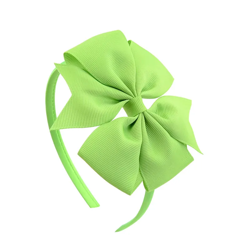 Green 1 шт., 4 дюймовая атласная лента, повязка на голову с бантом, аксессуары для волос, оголовье для девочек, подарок для малышей, однотонные банты для волос, головные уборы, 20 цветов - Цвет: Green