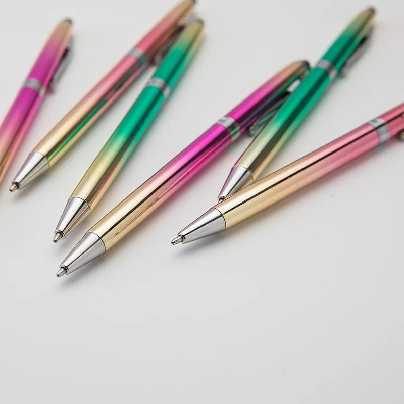 Металлическая шариковая ручка с радужным градиентом 1 шт. 0 7 мм роскошная офисные