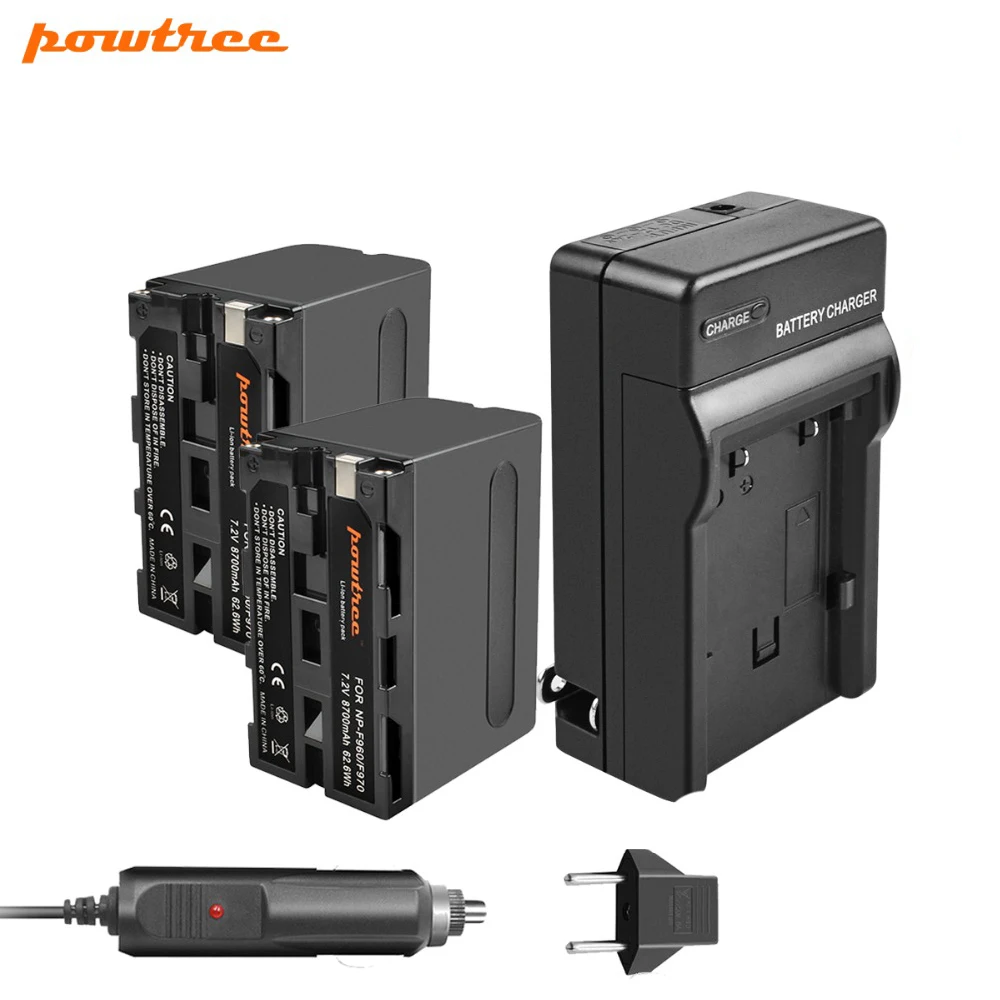 Powtree для Sony 2 шт. 7 в 8700 мАч стандартная батарея + Автомобильное зарядное устройство